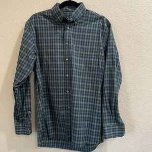 Green Plaid Joseph A Bank Traveller’s Collection Collared Shirt